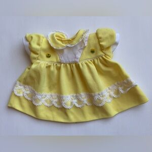 Vintage 70s Yellow Baby Dress with Lace Trim